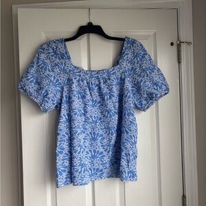 LOFT Blue and White Floral Blouse